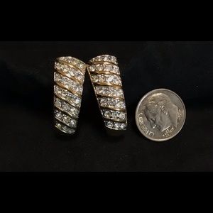 Earrings- Diamond Rhinestone in gold tone hoops